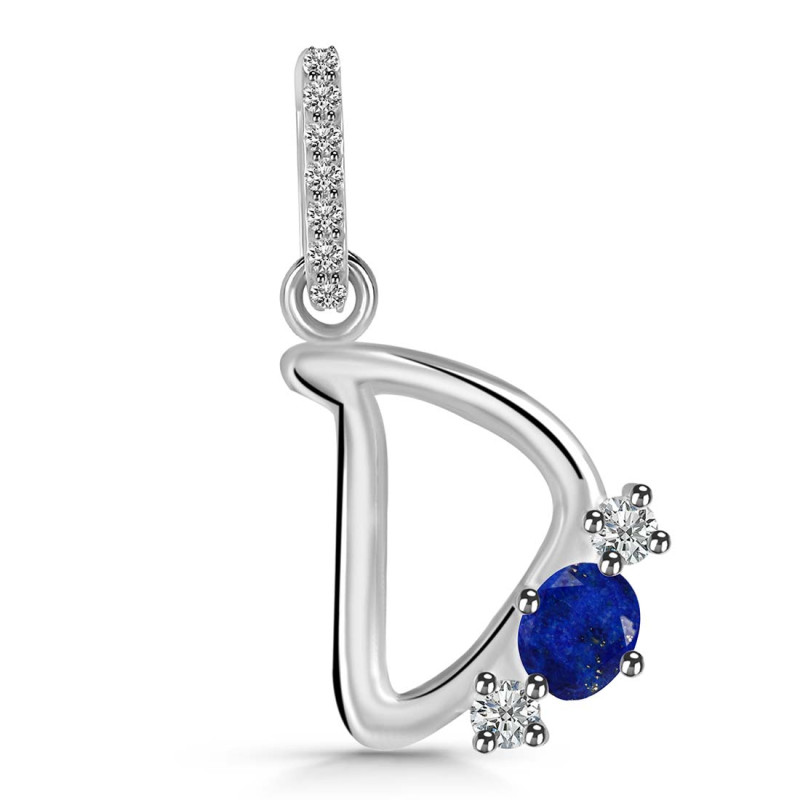 Lapis & White Topaz Alphabet D Pendant LLP-RDA-82.
