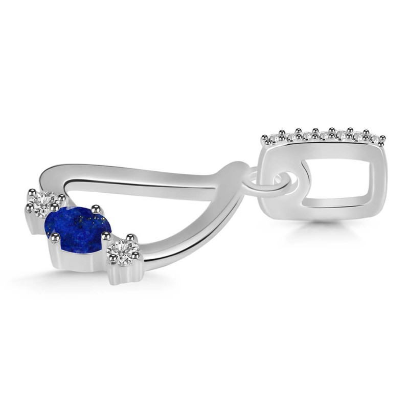 Lapis & White Topaz Alphabet D Pendant
