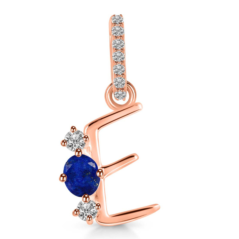 Lapis & White Topaz Alphabet E Pendant LLP-RDA-83.