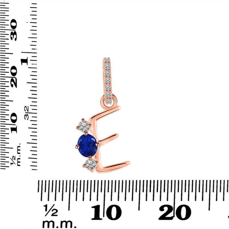 Lapis & White Topaz Alphabet E Pendant LLP-RDA-83.