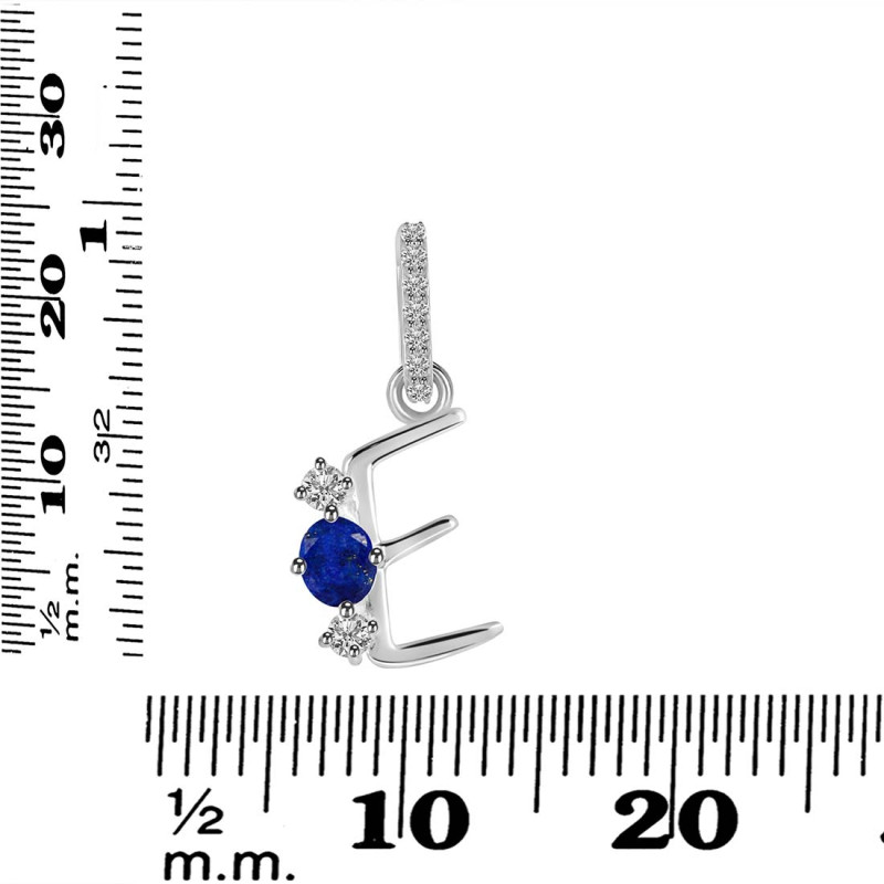 Lapis & White Topaz Alphabet E Pendant LLP-RDA-83.