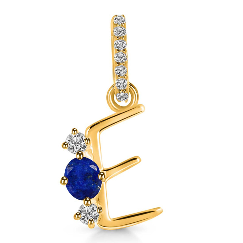 Lapis & White Topaz Alphabet E Pendant LLP-RDA-83.