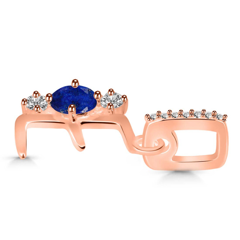 Lapis & White Topaz Alphabet E Pendant LLP-RDA-83.