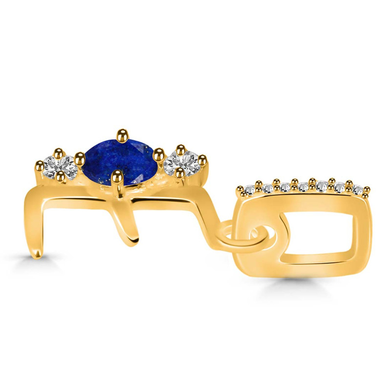 Lapis & White Topaz Alphabet E Pendant LLP-RDA-83.