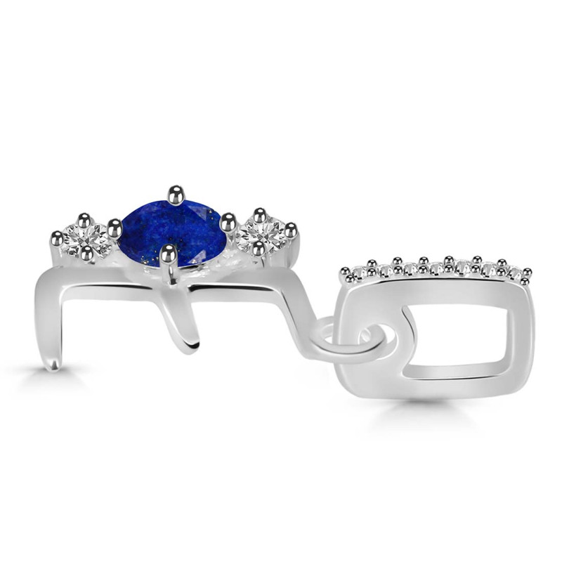Lapis & White Topaz Alphabet E Pendant