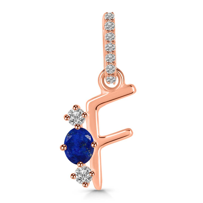 Lapis & White Topaz Alphabet F Pendant LLP-RDA-84.