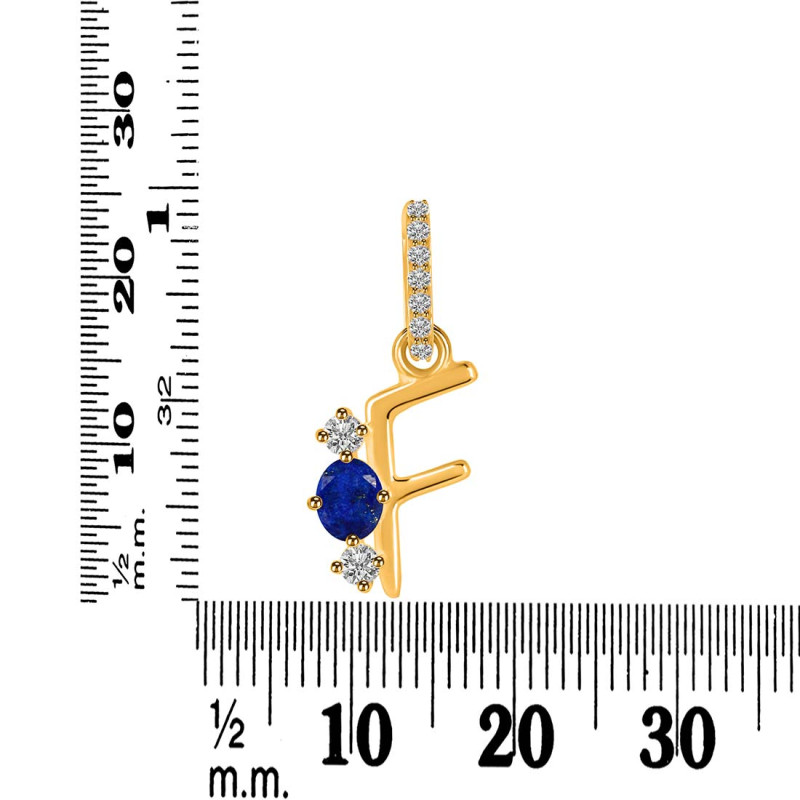 Lapis & White Topaz Alphabet F Pendant LLP-RDA-84.