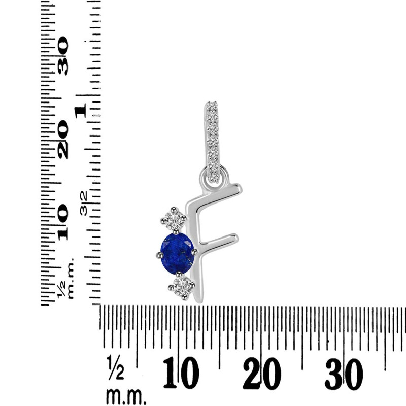 Lapis & White Topaz Alphabet F Pendant LLP-RDA-84.