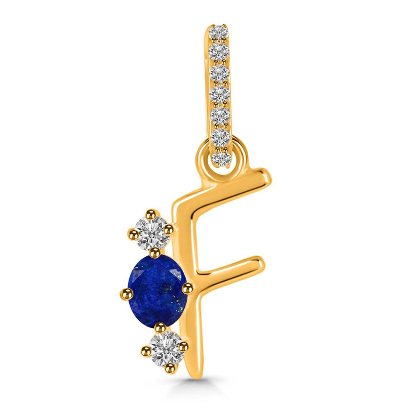 Lapis & White Topaz Alphabet F Pendant LLP-RDA-84.