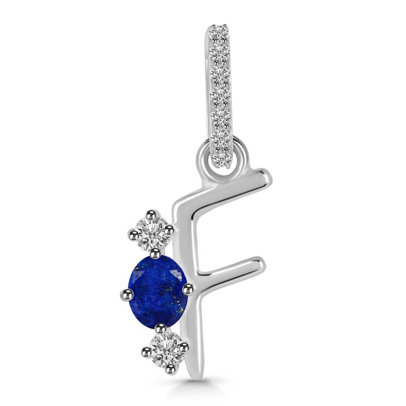 Lapis & White Topaz Alphabet F Pendant LLP-RDA-84.