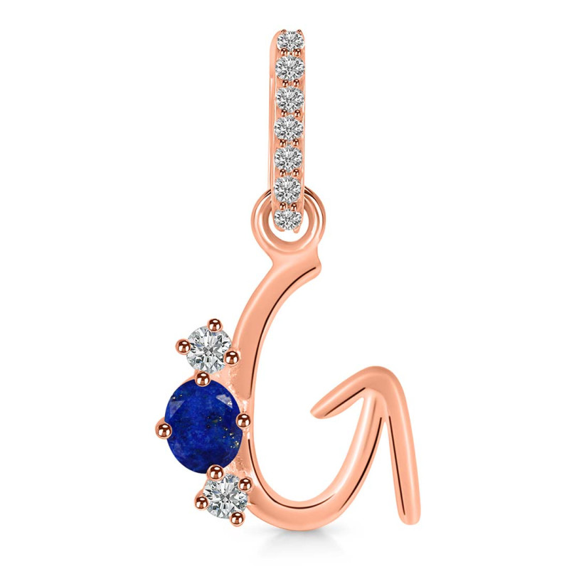 Lapis & White Topaz Alphabet G Pendant LLP-RDA-85.