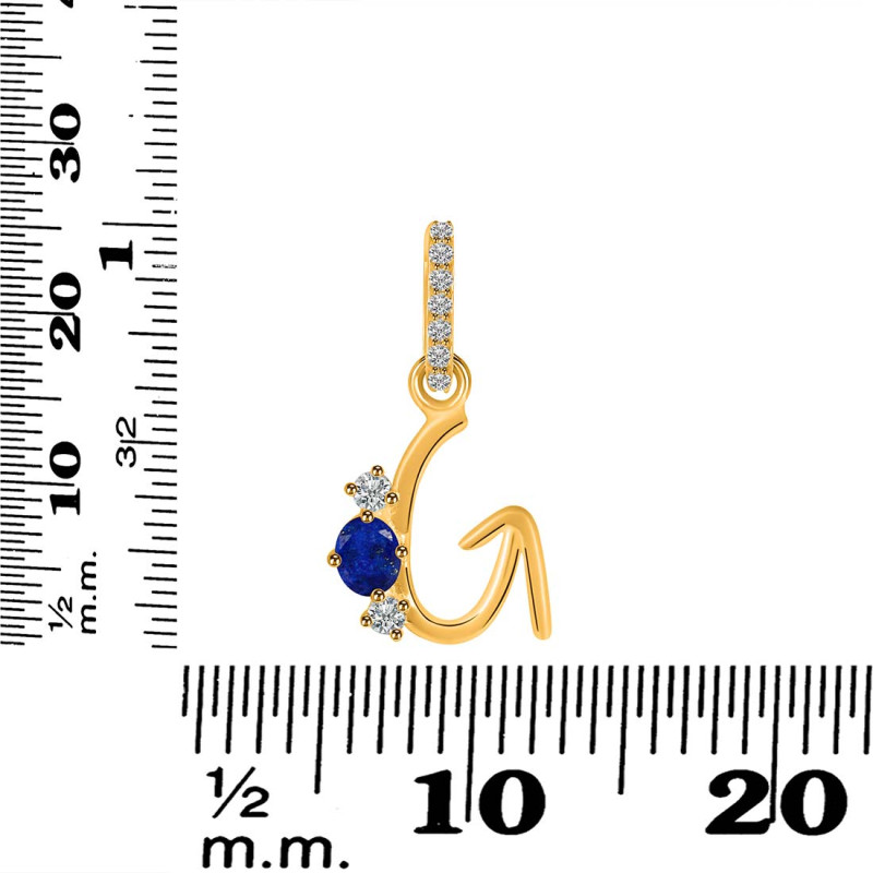 Lapis & White Topaz Alphabet G Pendant LLP-RDA-85.