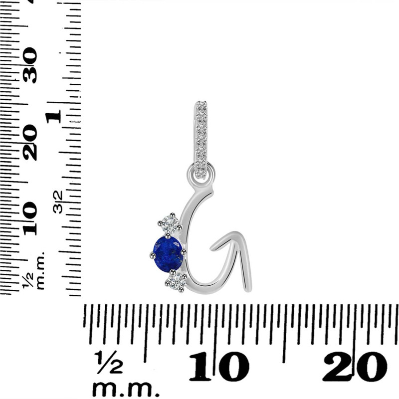Lapis & White Topaz Alphabet G Pendant LLP-RDA-85.