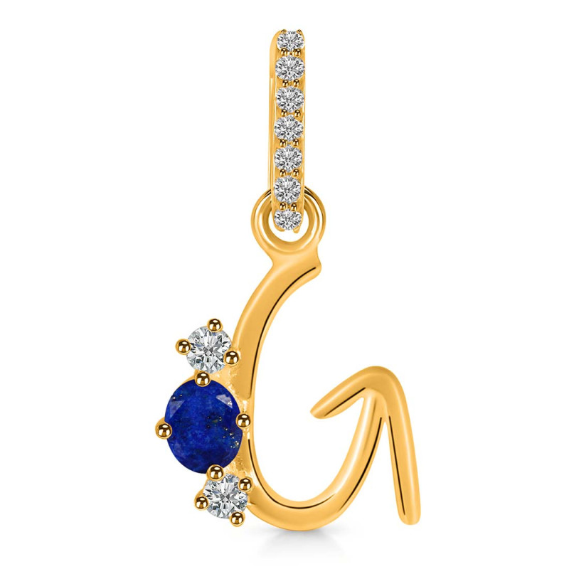 Lapis & White Topaz Alphabet G Pendant LLP-RDA-85.