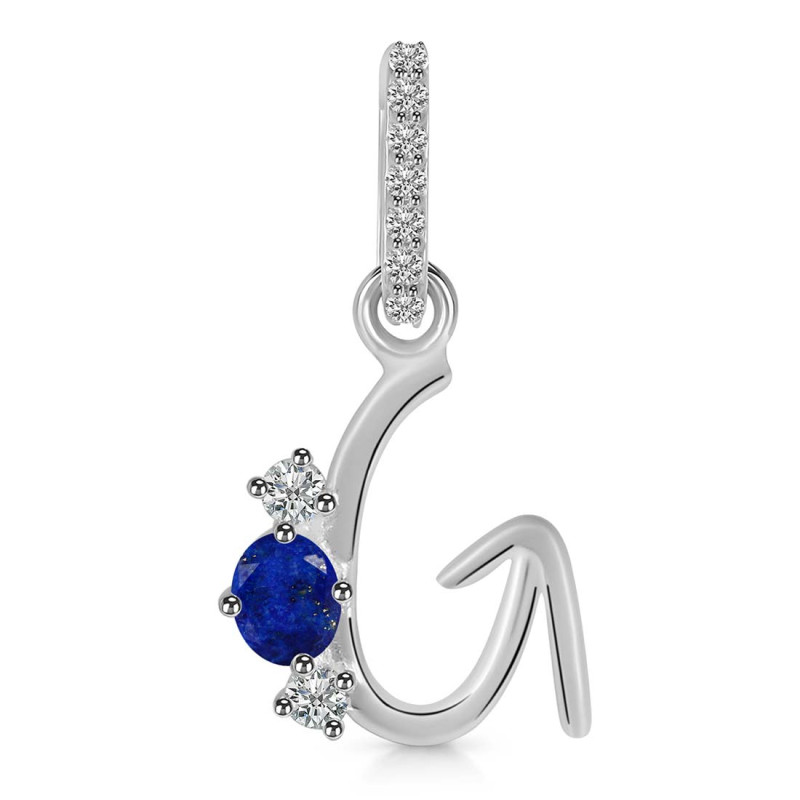 Lapis & White Topaz Alphabet G Pendant LLP-RDA-85.
