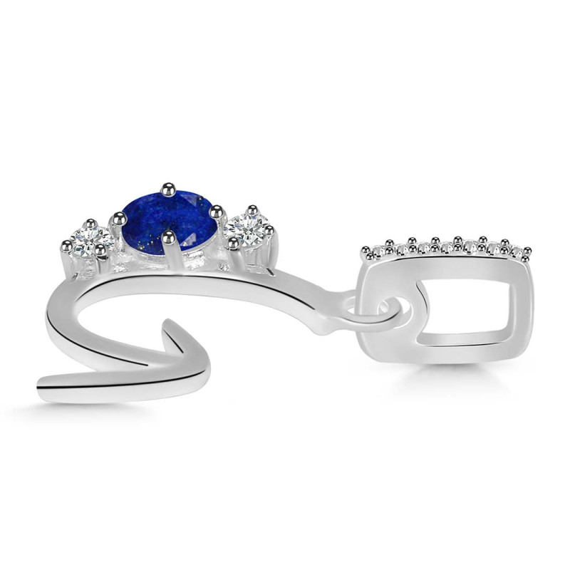 Lapis & White Topaz Alphabet G Pendant