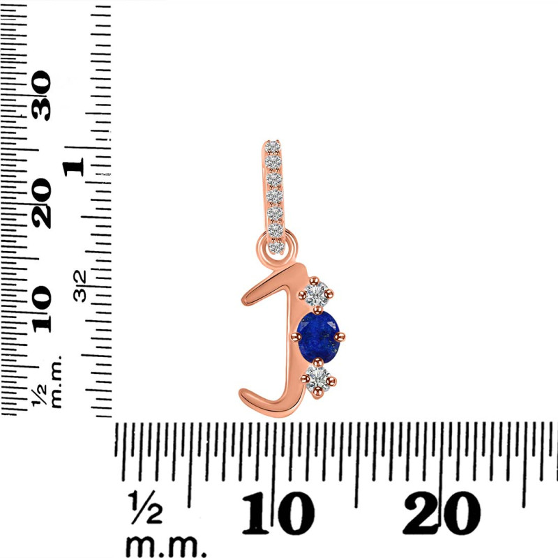 Lapis & White Topaz Alphabet J Pendant LLP-RDA-88.
