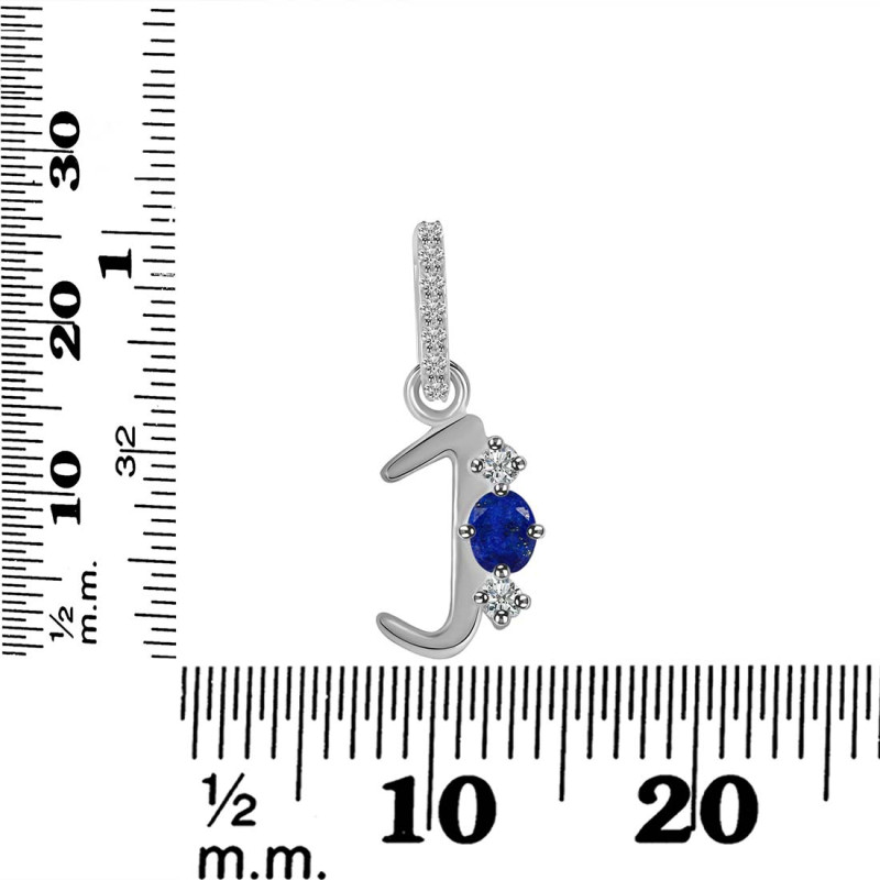Lapis & White Topaz Alphabet J Pendant LLP-RDA-88.
