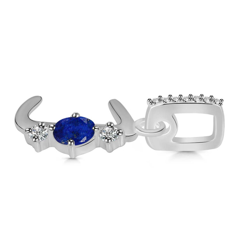 Lapis & White Topaz Alphabet J Pendant