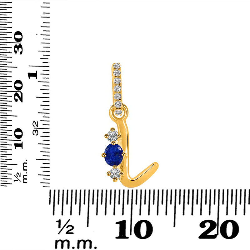 Lapis & White Topaz Alphabet L Pendant LLP-RDA-90.