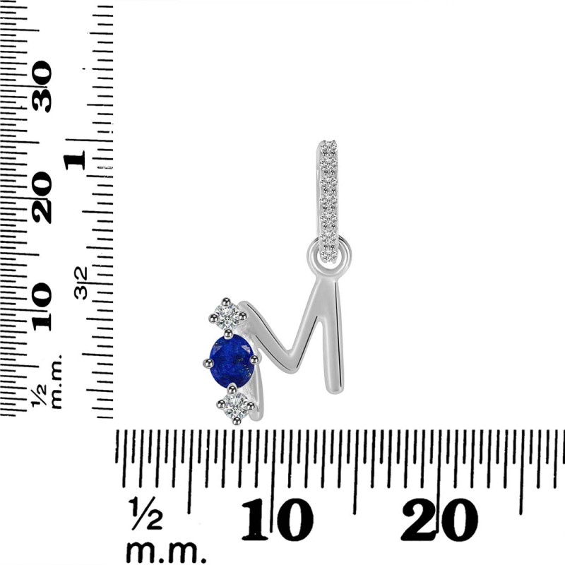 Lapis & White Topaz Alphabet M Pendant LLP-RDA-91.