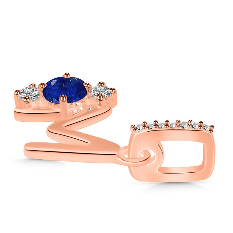 Lapis & White Topaz Alphabet M Pendant LLP-RDA-91.