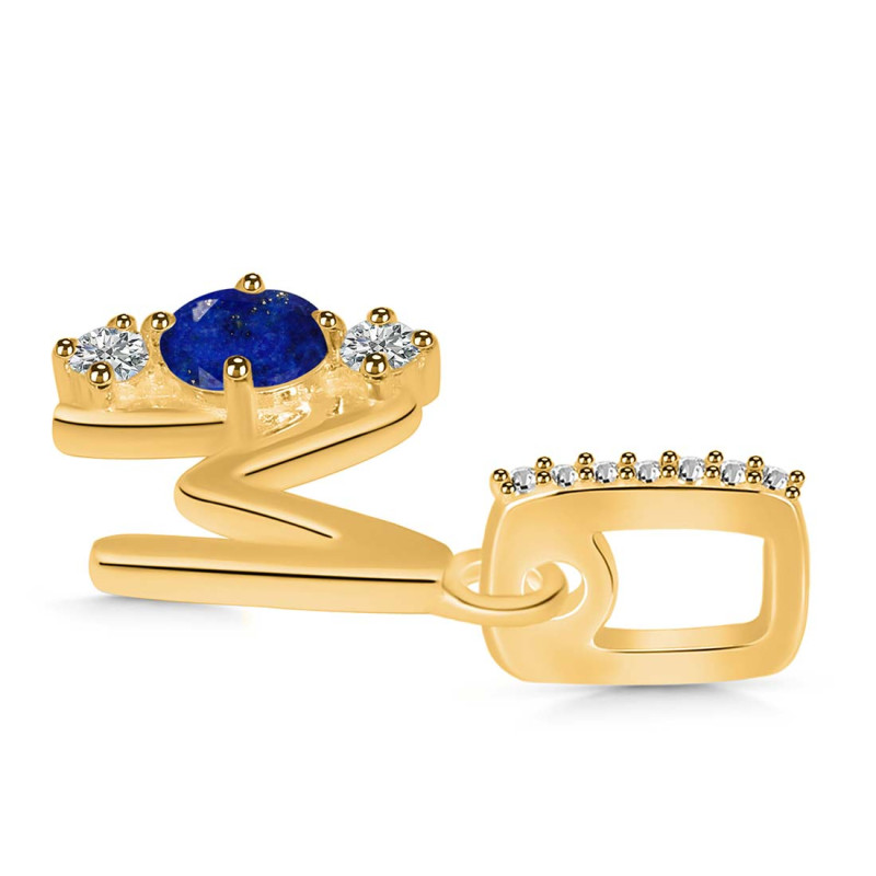 Lapis & White Topaz Alphabet M Pendant LLP-RDA-91.