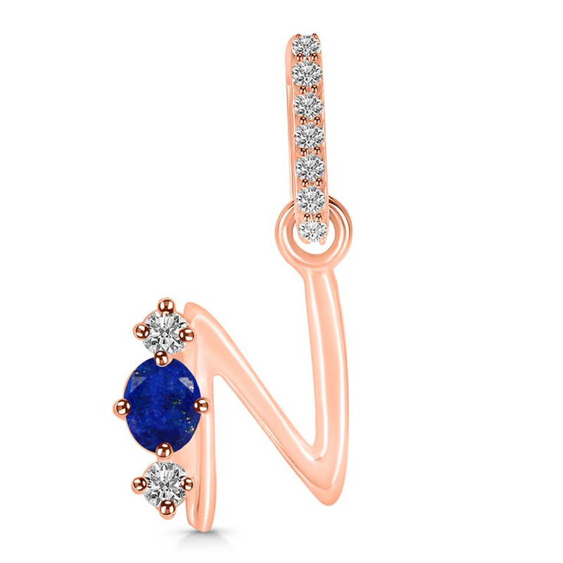 Lapis & White Topaz Alphabet N Pendant LLP-RDA-92.