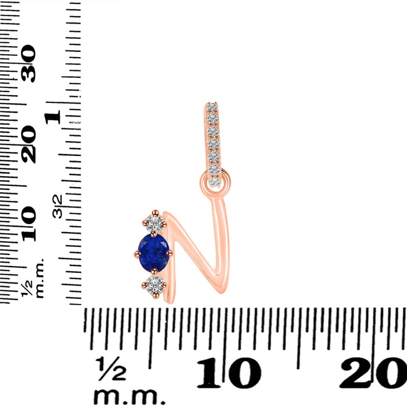 Lapis & White Topaz Alphabet N Pendant LLP-RDA-92.