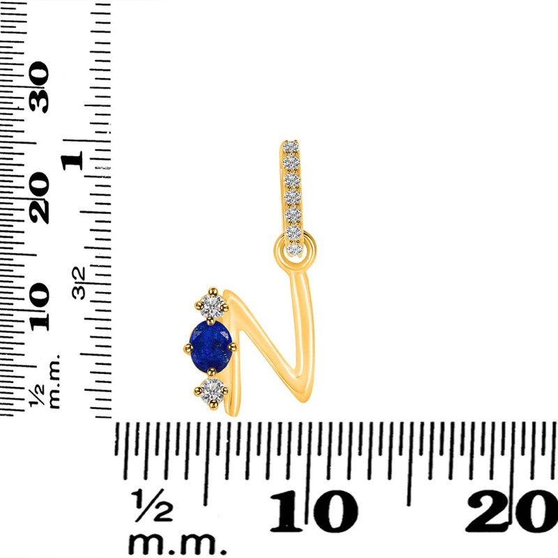 Lapis & White Topaz Alphabet N Pendant LLP-RDA-92.