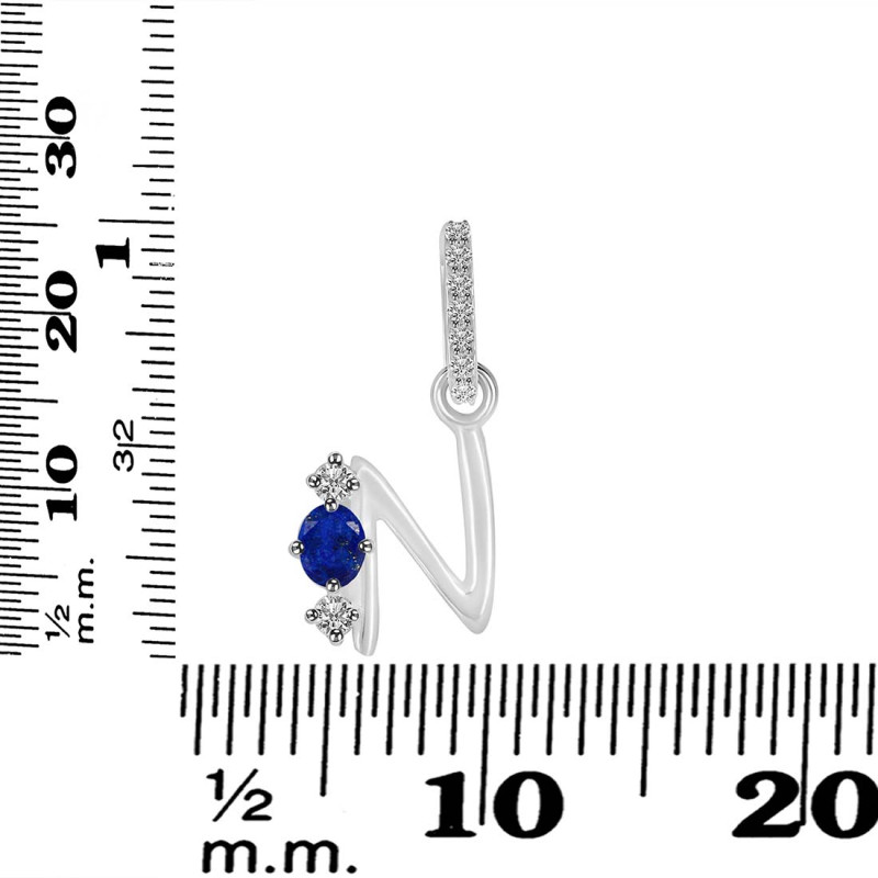 Lapis & White Topaz Alphabet N Pendant LLP-RDA-92.