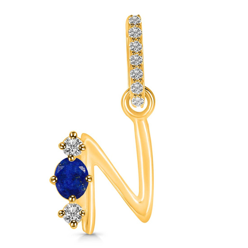 Lapis & White Topaz Alphabet N Pendant LLP-RDA-92.