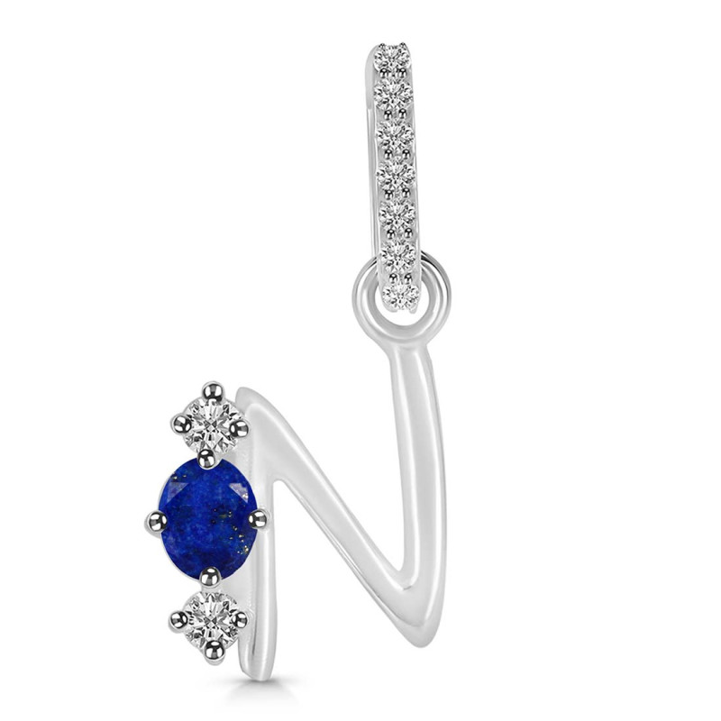 Lapis & White Topaz Alphabet N Pendant LLP-RDA-92.