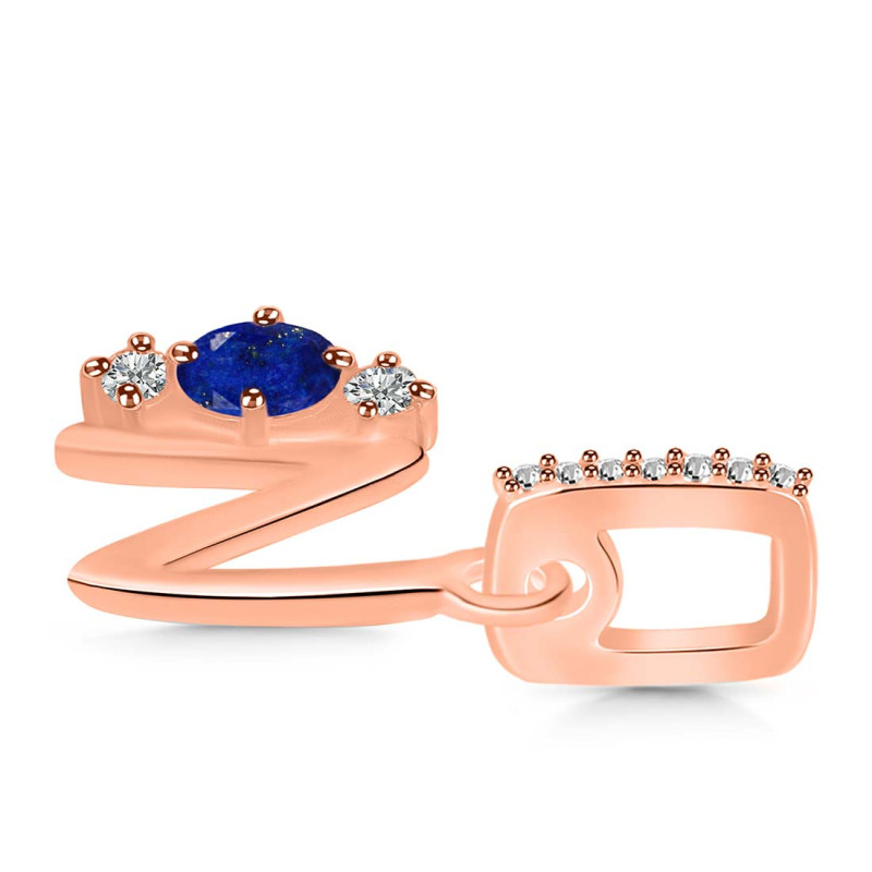 Lapis & White Topaz Alphabet N Pendant LLP-RDA-92.