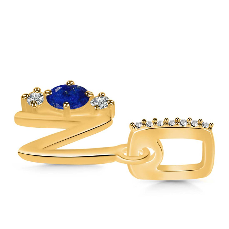 Lapis & White Topaz Alphabet N Pendant LLP-RDA-92.