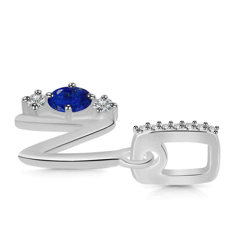 Lapis & White Topaz Alphabet N Pendant