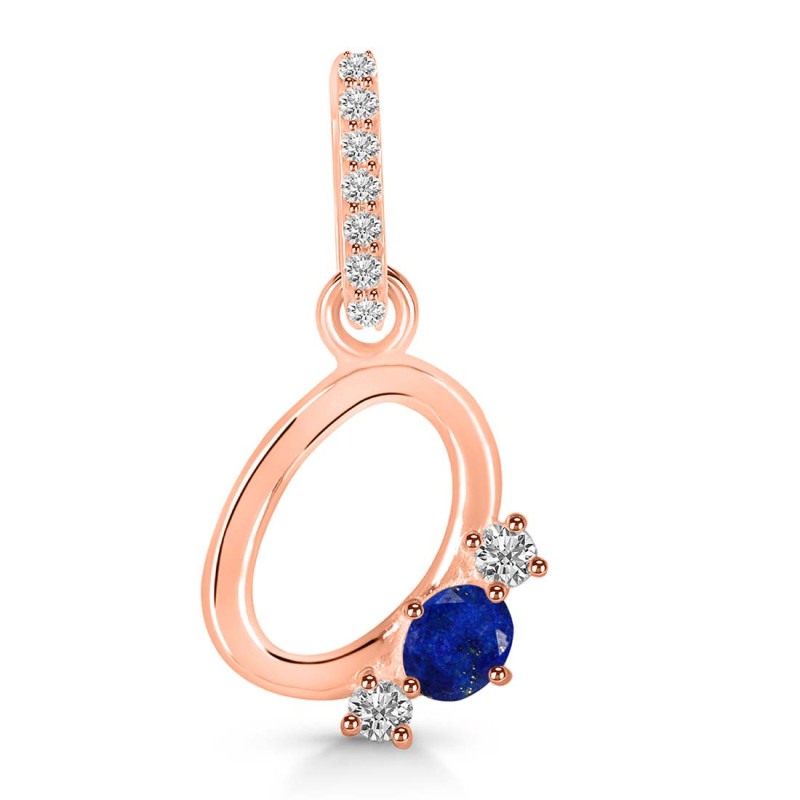 Lapis & White Topaz Alphabet O Pendant LLP-RDA-93.