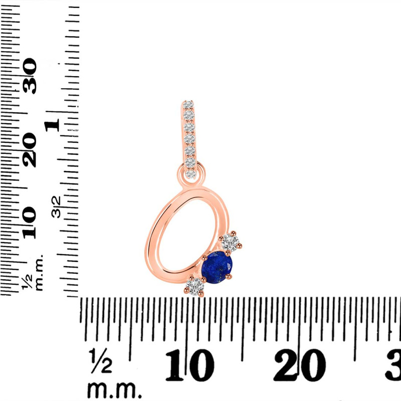 Lapis & White Topaz Alphabet O Pendant LLP-RDA-93.