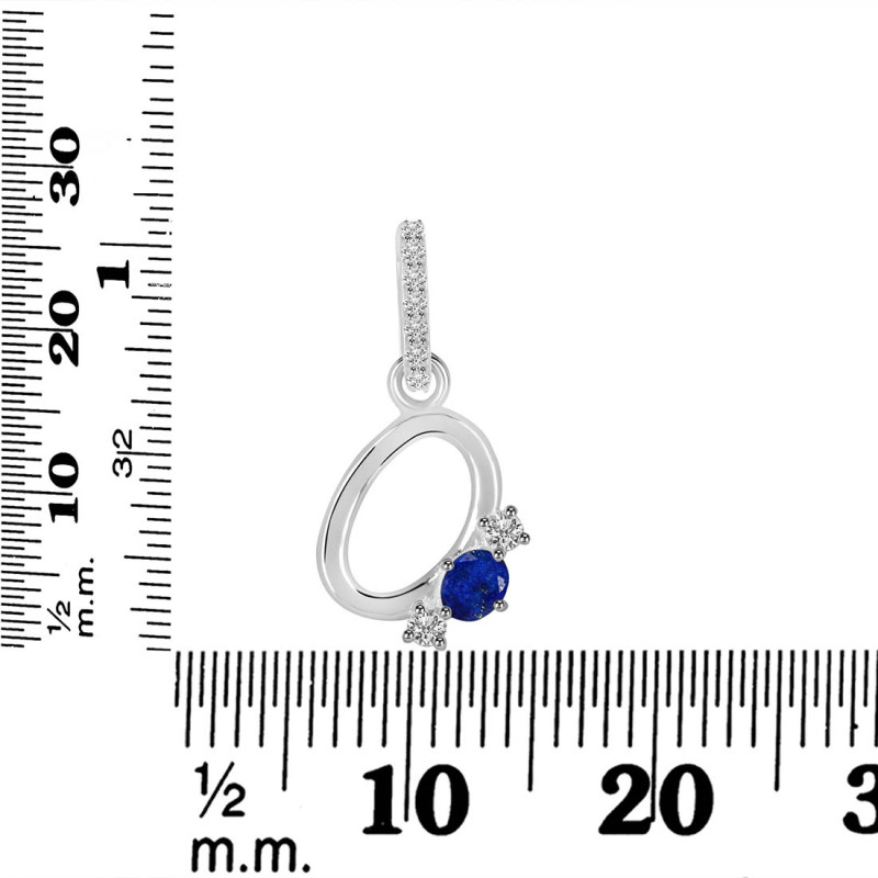 Lapis & White Topaz Alphabet O Pendant LLP-RDA-93.
