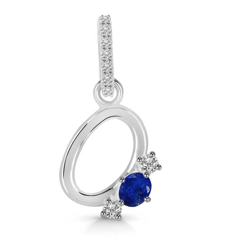 Lapis & White Topaz Alphabet O Pendant LLP-RDA-93.