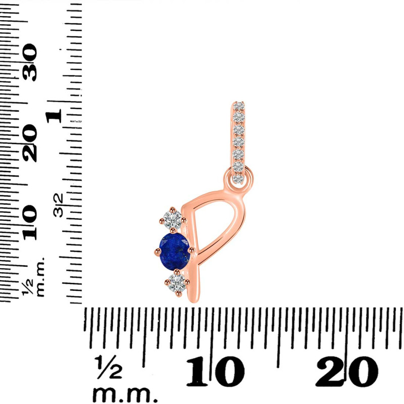 Lapis & White Topaz Alphabet P Pendant LLP-RDA-94.