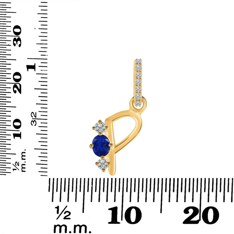 Lapis & White Topaz Alphabet P Pendant LLP-RDA-94.