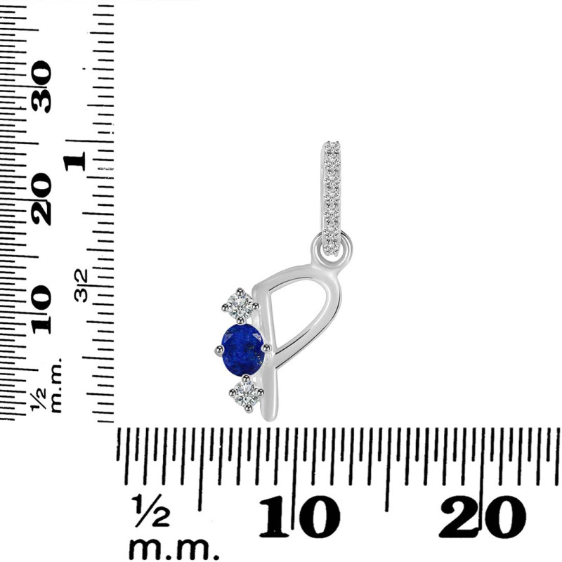 Lapis & White Topaz Alphabet P Pendant LLP-RDA-94.