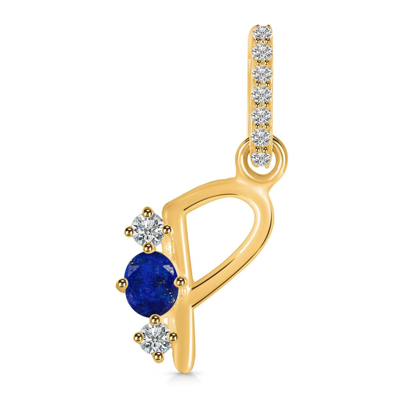 Lapis & White Topaz Alphabet P Pendant LLP-RDA-94.