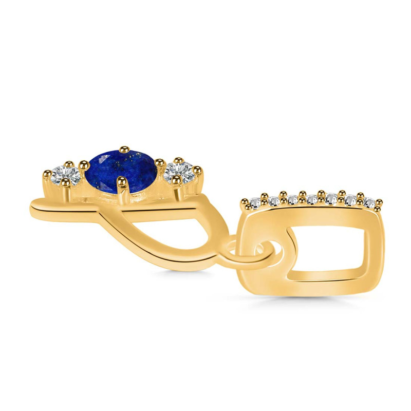Lapis & White Topaz Alphabet P Pendant LLP-RDA-94.