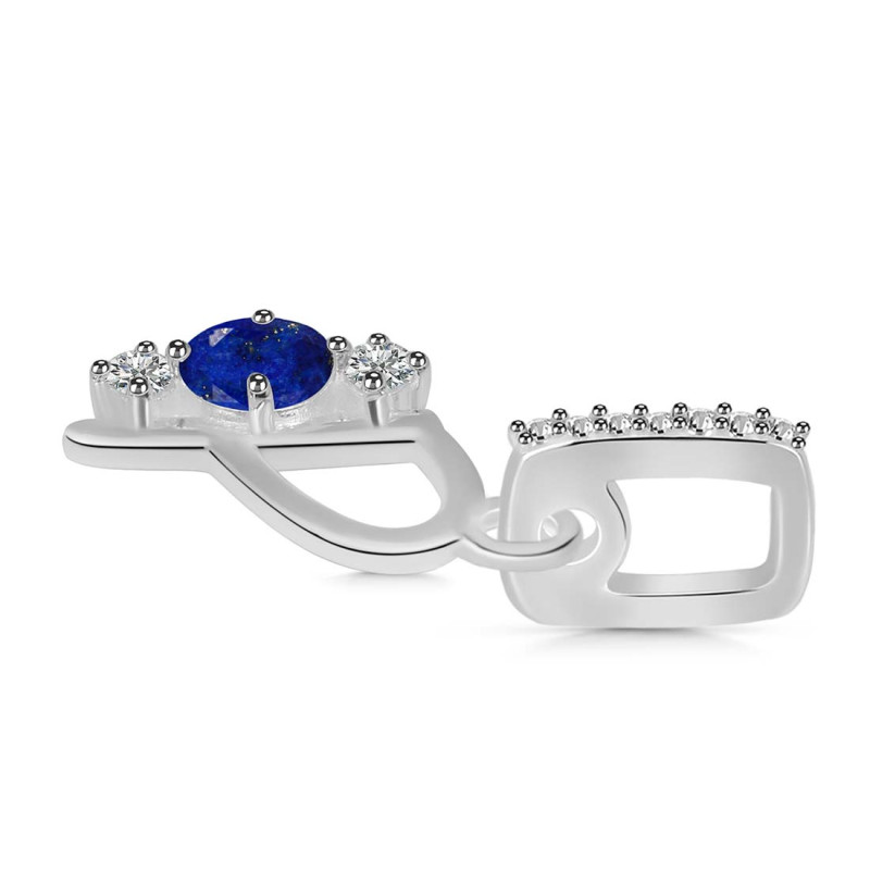 Lapis & White Topaz Alphabet P Pendant