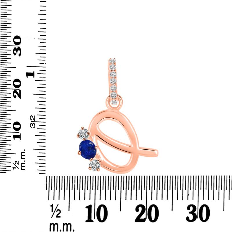 Lapis & White Topaz Alphabet Q Pendant LLP-RDA-95.