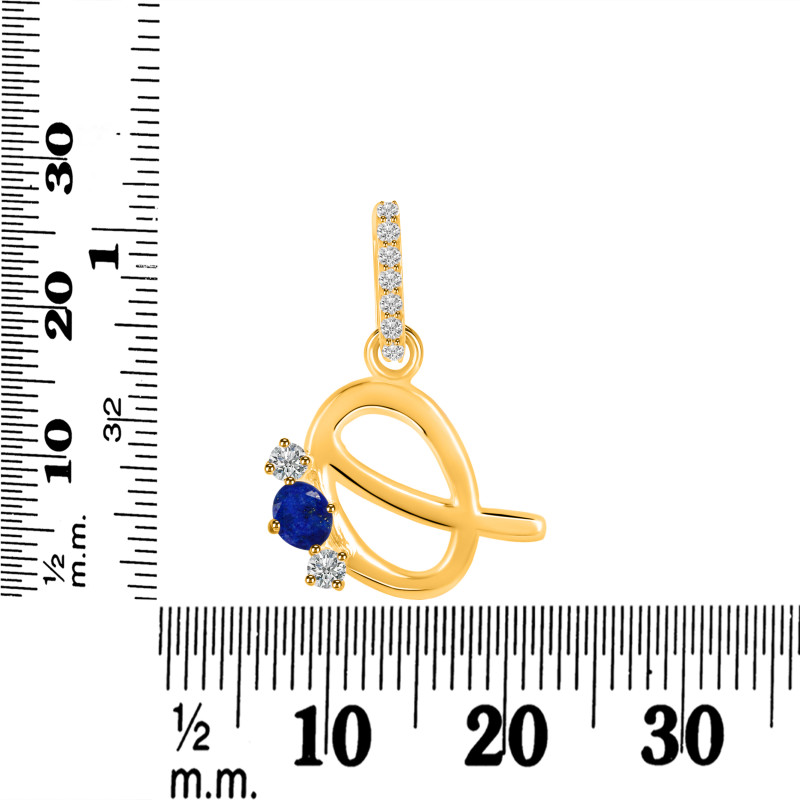 Lapis & White Topaz Alphabet Q Pendant LLP-RDA-95.