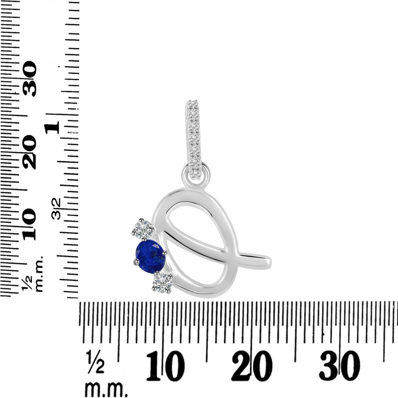 Lapis & White Topaz Alphabet Q Pendant LLP-RDA-95.