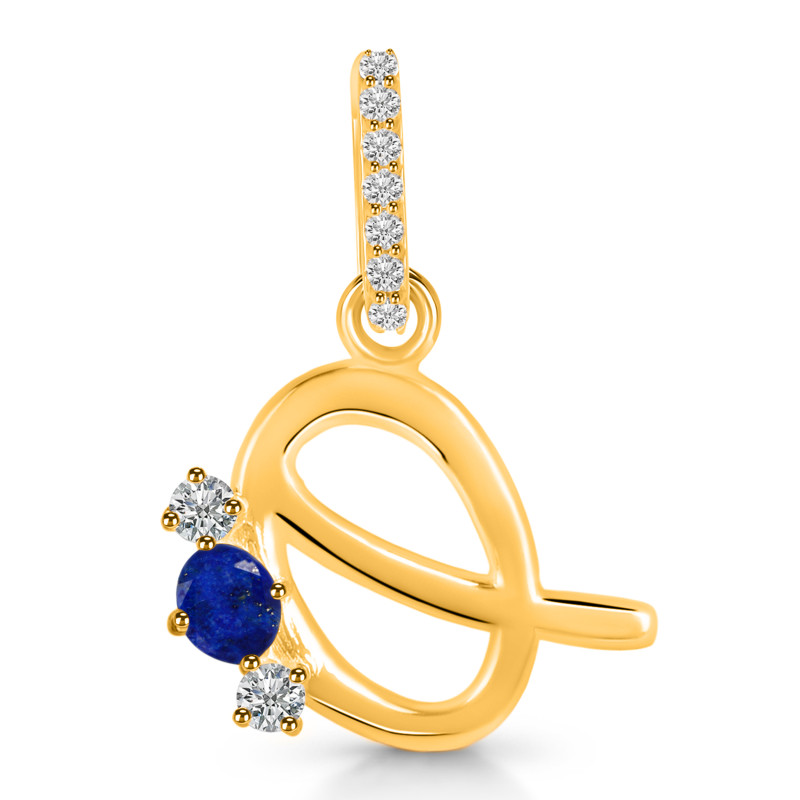 Lapis & White Topaz Alphabet Q Pendant LLP-RDA-95.